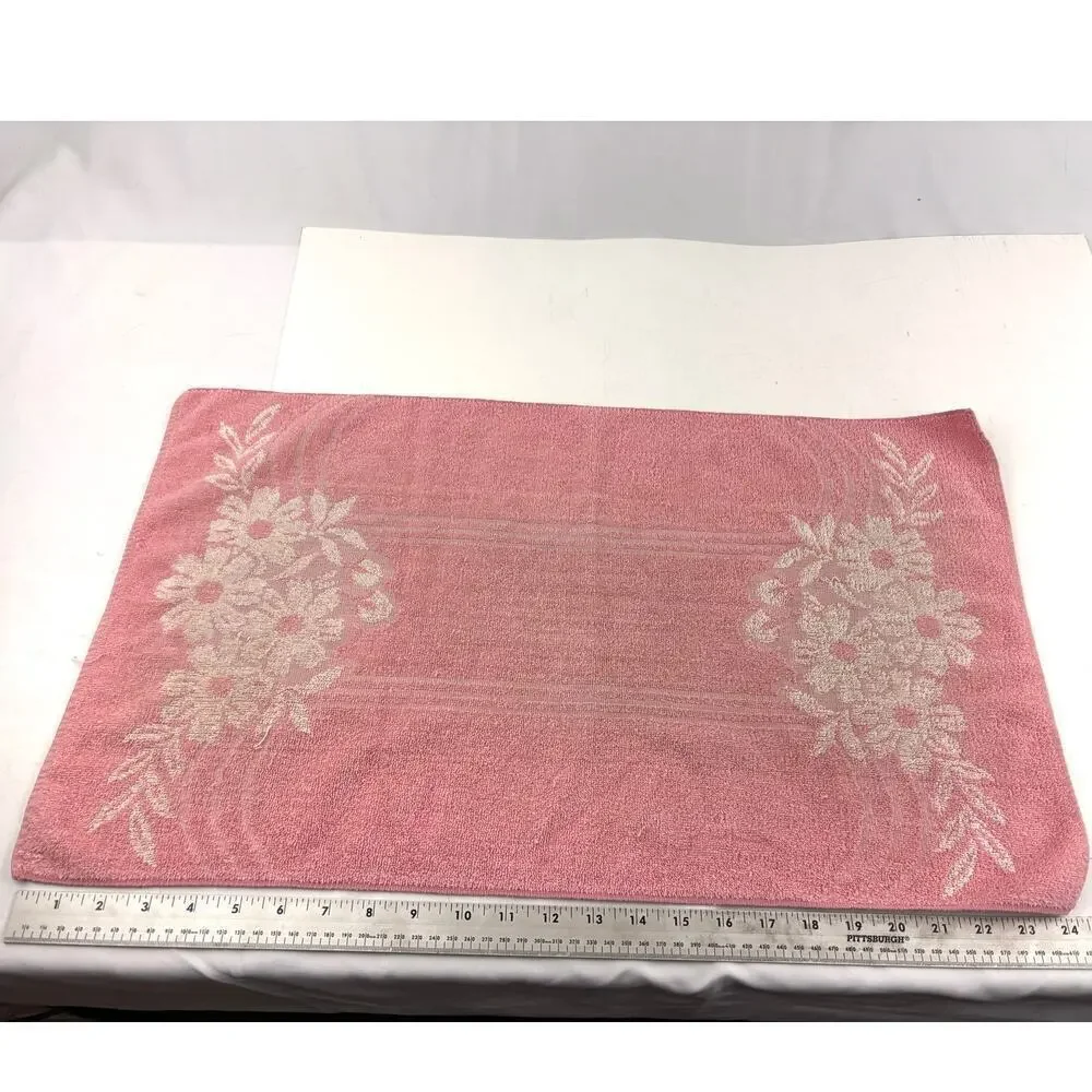 VTG 6x‎ Cotton Blend Towel Soft Pink Red Floral Bath Hand Towels Reversible